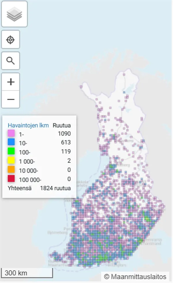 Herukkaperhosen levinneisyys