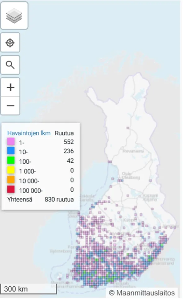 Idänniittyperhosen levinneisyys