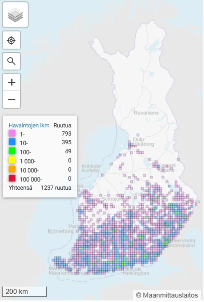 Ketohopeatäplän levinneisyys