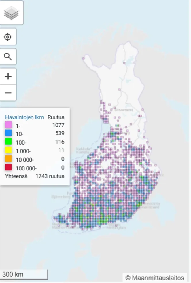 Lauhahiipijän levinneisyys