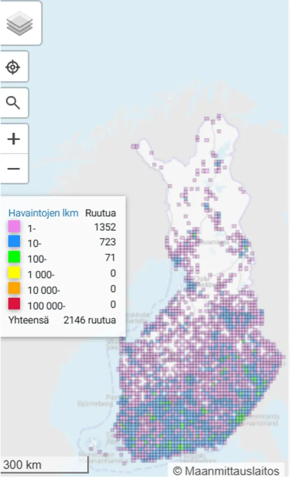 Metsänokiperhosen levinneisyys