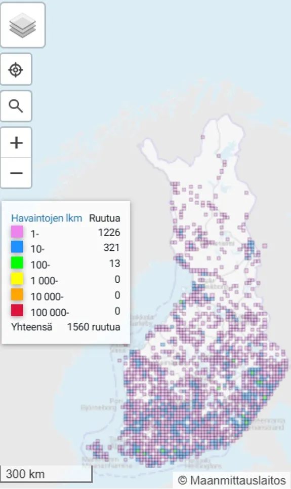 Metsäpapurikon levinneisyys