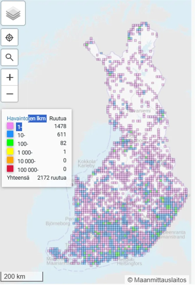 Niittyhopeatäplän levinneisyys