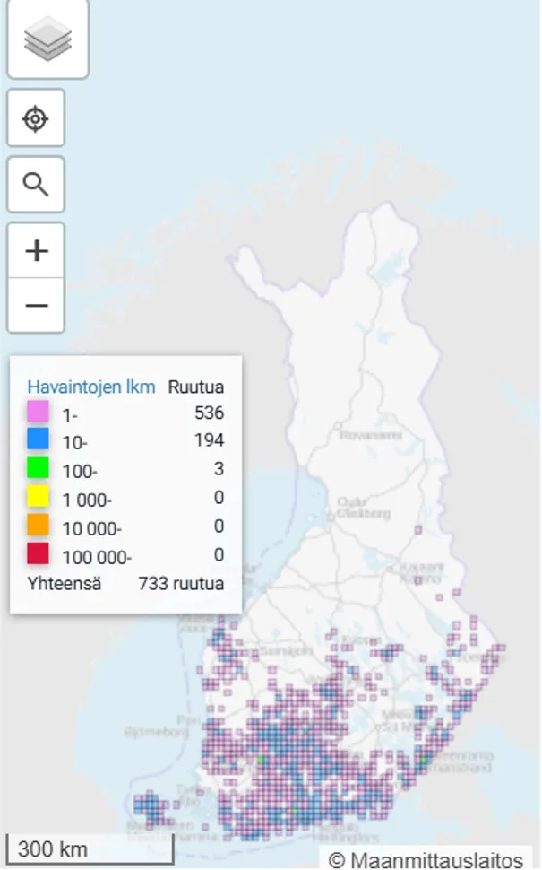 Täpläpapurikon levinneisyys